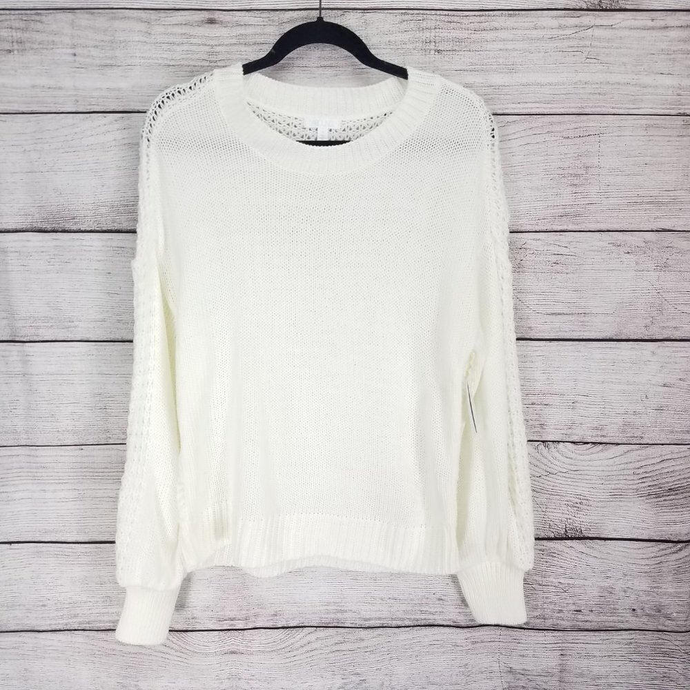 Abound NWT Nordstrom M Pullover Sweater Crew neck Open Knit Womens M Preppy Fall